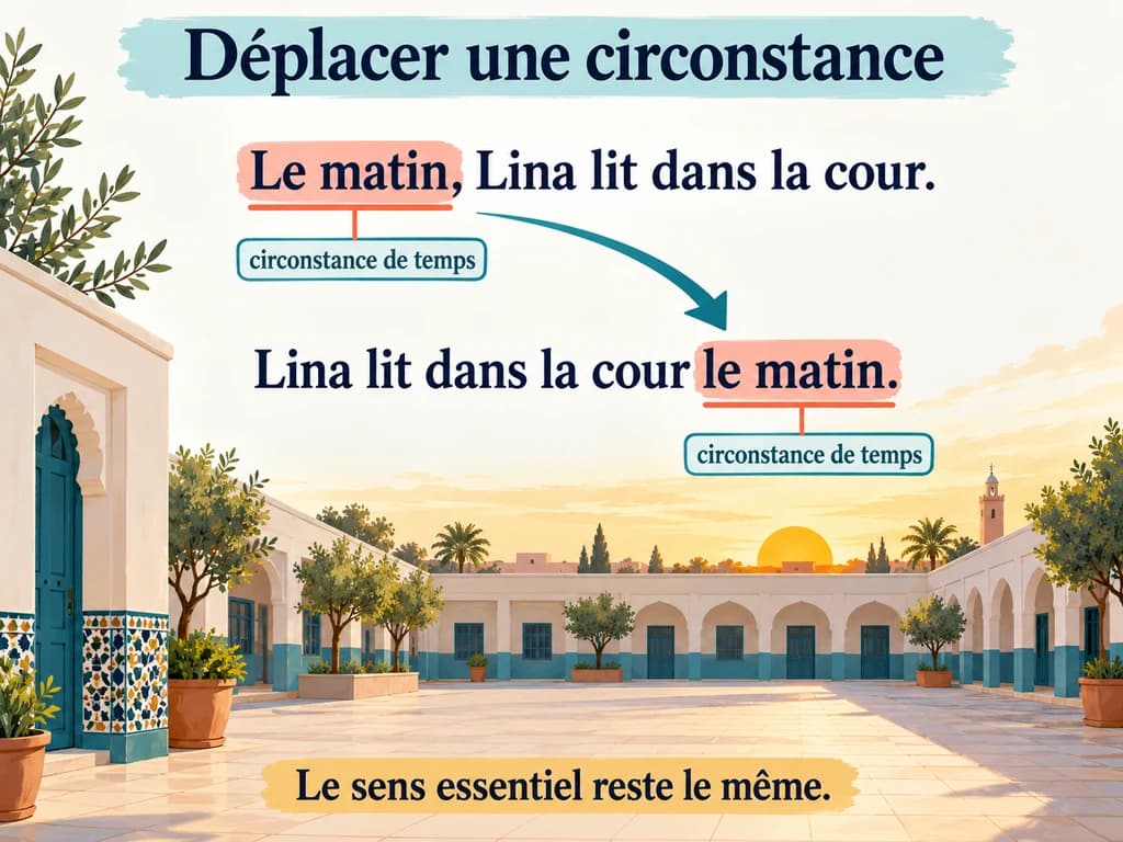 Le matin est déplacé du début à la fin de Lina lit dans la cour sans changer l’information essentielle.
