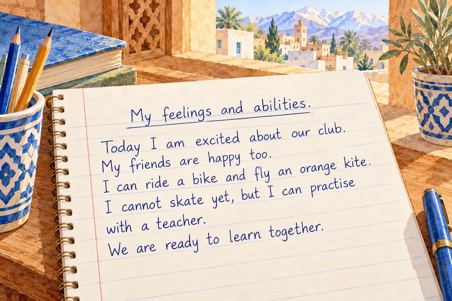 Writing: feelings & abilities - completed writing example Completed original English writing example: My feelings and abilities