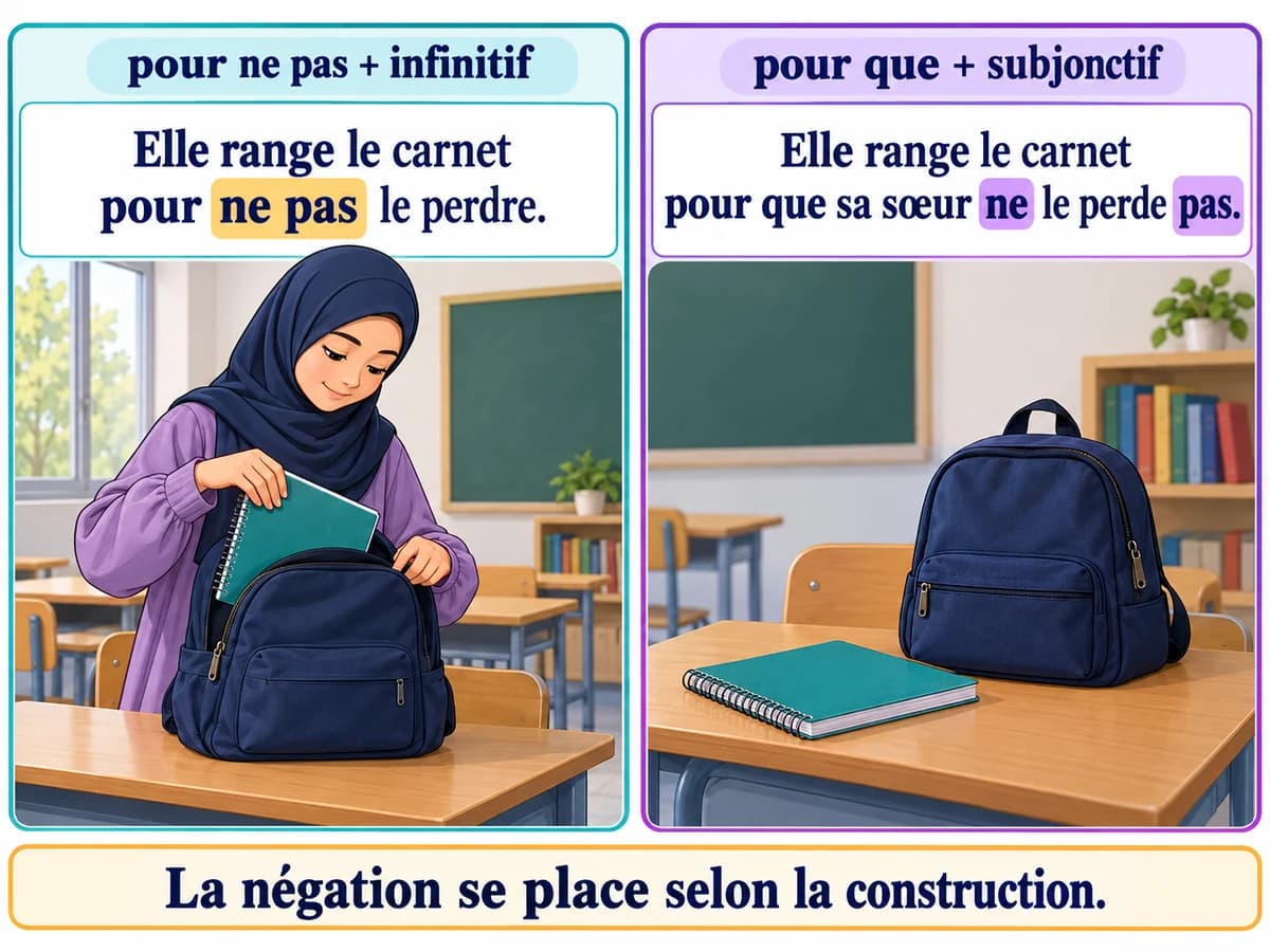 Exprimer un but négatif, Français 3AC La négation se place devant l’infinitif ou autour du verbe de la subordonnée de but. Français 3AC, semestre 2.