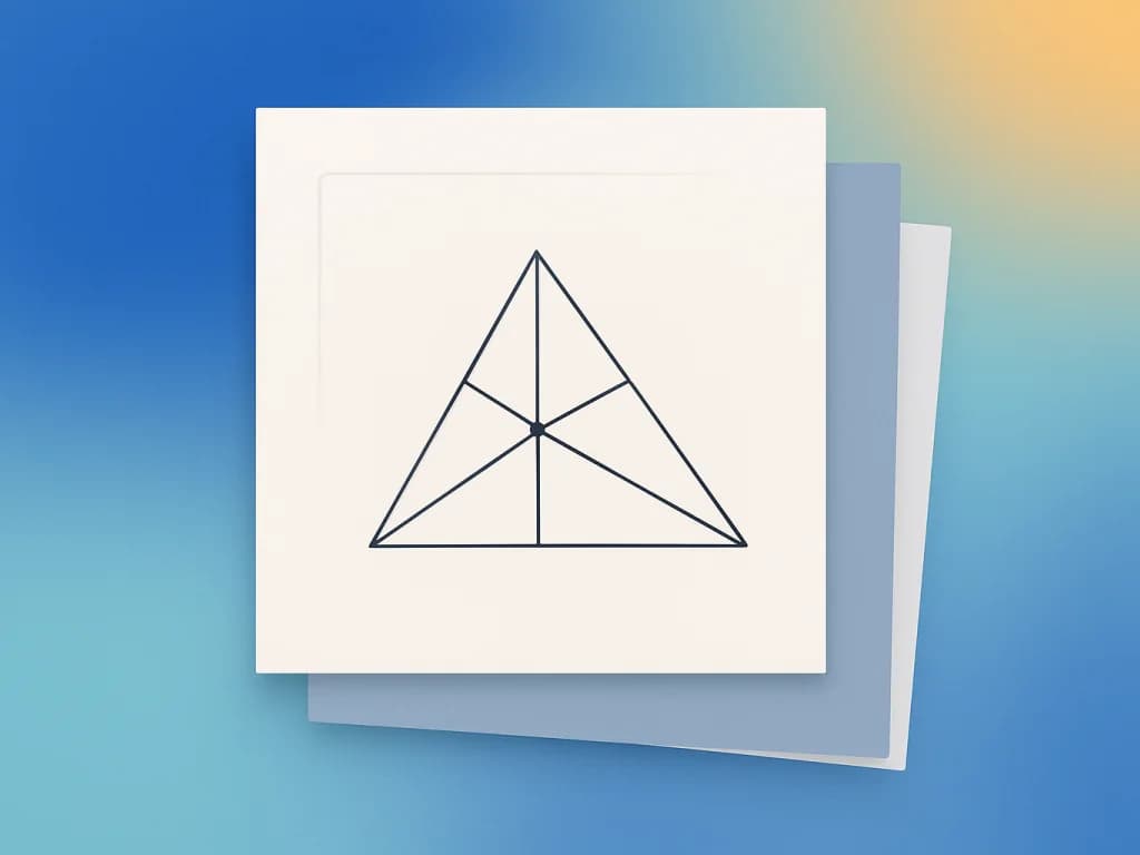 Les droites remarquables du triangle en 1AC Carte de la leçon sur les droites remarquables du triangle en 1AC : un triangle traversé par trois droites issues de ses sommets, qui se croisent toutes en un même point.